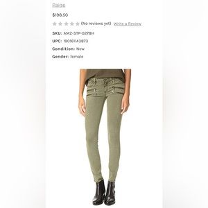 PAIGE Women's Edgemont Ultra Skinny Jeans, Sahara Green, 28
